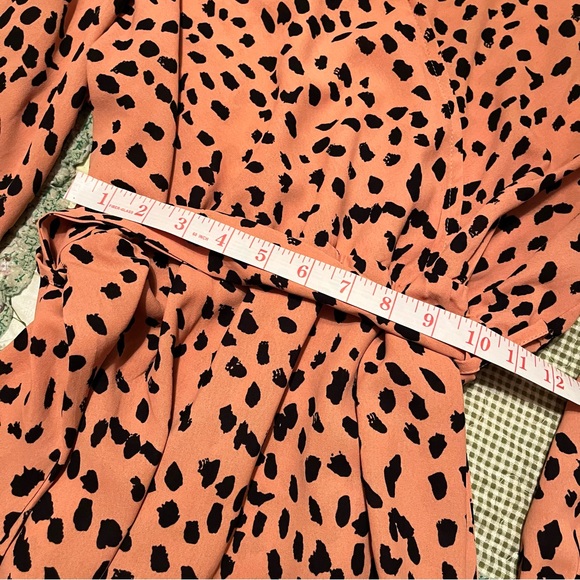 Pink and black elastic waist dress / brushy brushstroke leopard cheetah animal - Picture 8 of 9
